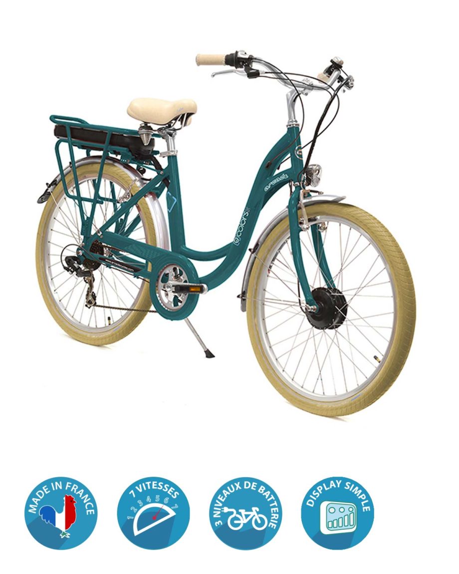 vélo électrique e-colors vert canard arcade cycles