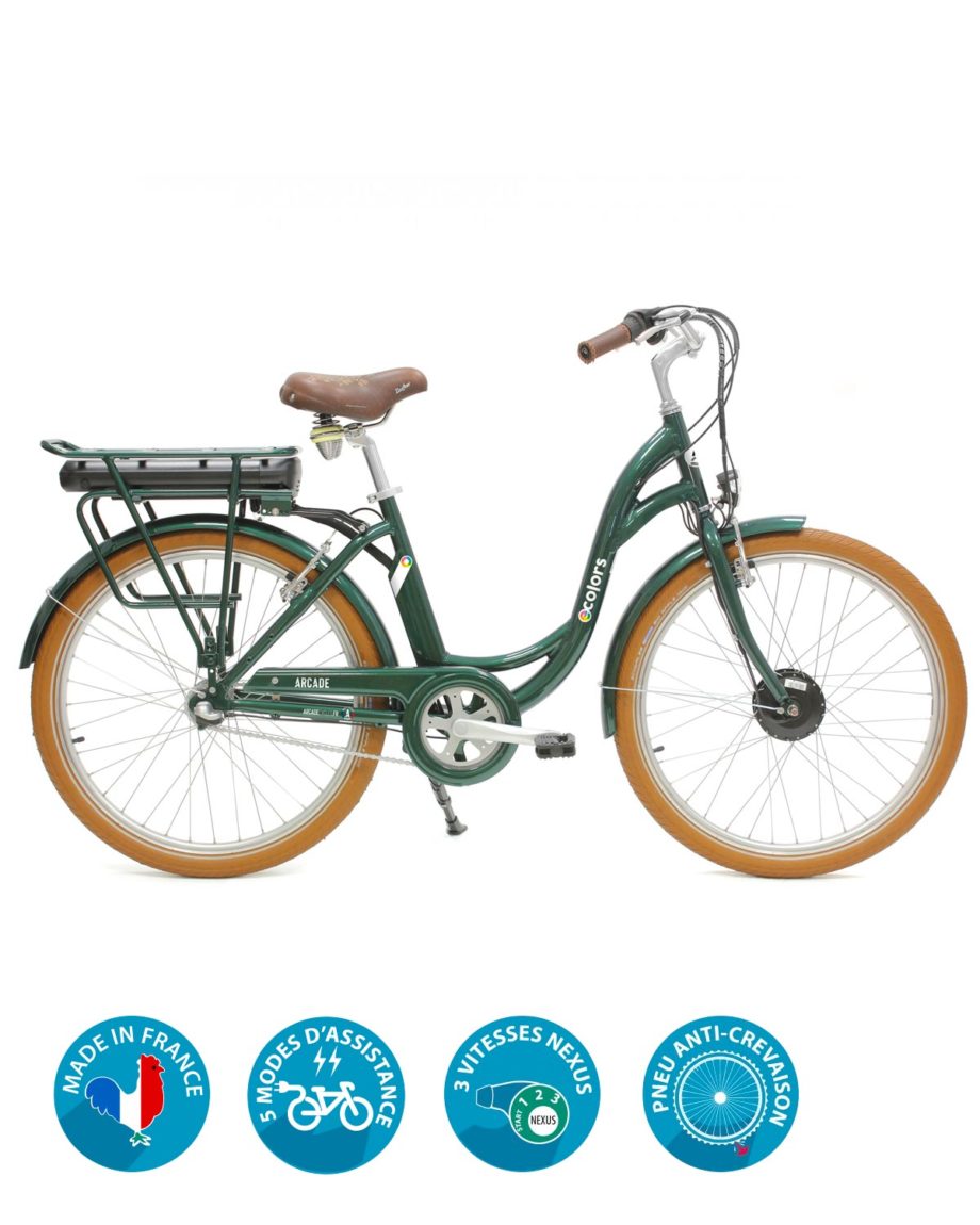 vélo électrique e-colors vert arcade cycles
