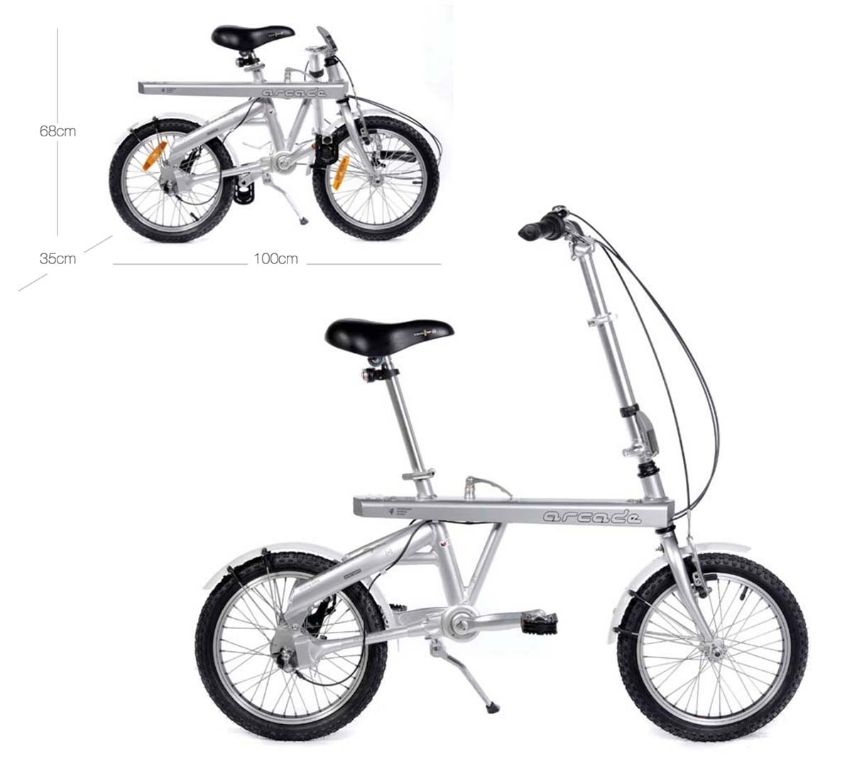 Vélo Pliant Sliding à cardan Arcade Cycles 16 pouces Nexus