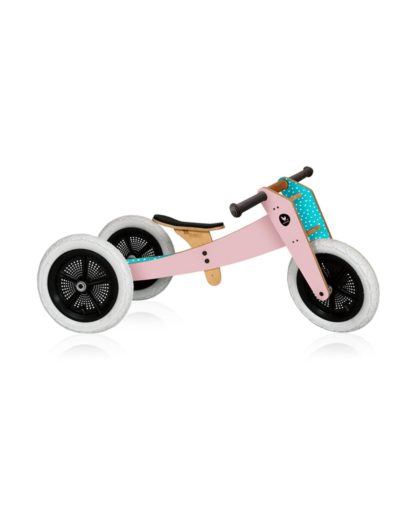 Draisienne bike en bois 3 en 1 rose by Wishbone