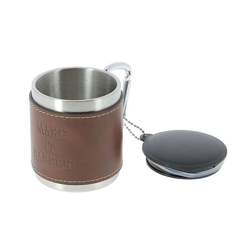 Tasse randonnée double paroi en inox avec Mousqueton personnalisable · 20 cL