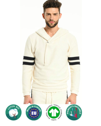 Sweat à capuche en coton bio Blanc pour homme