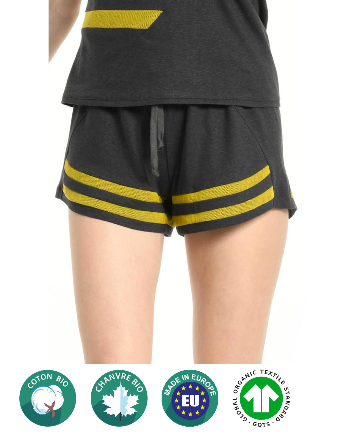 Mini-Short Sport Gris en coton bio pour femme B&F - My Green Sport