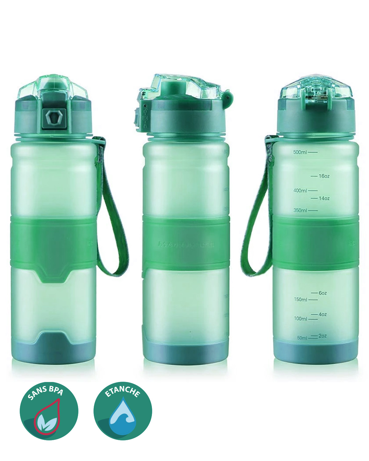 SPORT Bouteille d'eau incassable avec sipper et paille, gourde sans BPA,  étanche idéale pour le bureau, le sport, l'école, la salle de sport,  polycarbonate et polypropylène - 700ml - Prix pas cher