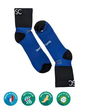 Chaussettes polyvalente dual socks made in France Bleu
